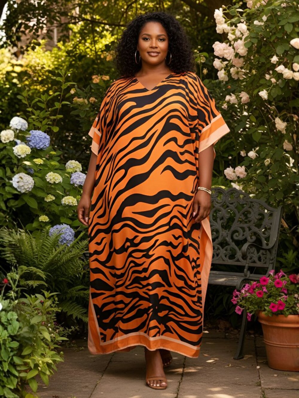 Gypsie Blu Summer Beach Cover Up Polyester Kaftan Dress Plus Size Loose Maxi